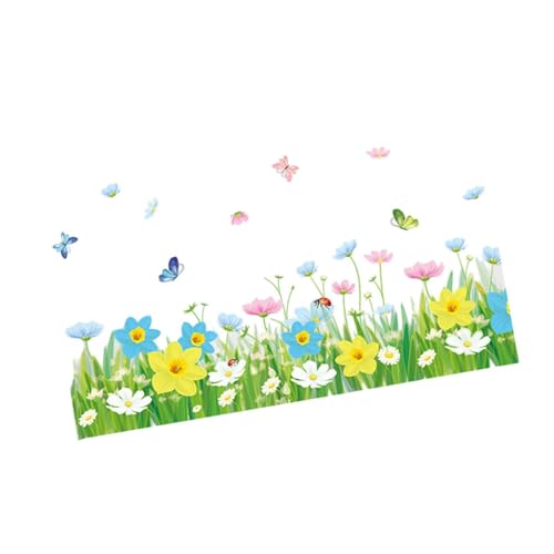 Milageto Blumen Wandaufkleber Verschleißfestes PVC-Material Wanddekoration Wohnzimmer Wandtattoo für Spielzimmer von Milageto