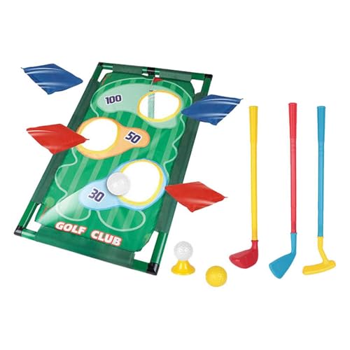 Milageto Bohnenwurfsackspiel für draußen, Golfschläger-Set für Kinder, Partyaktivitäten im Freien, Cornhole-Spiel für Kinder von Milageto