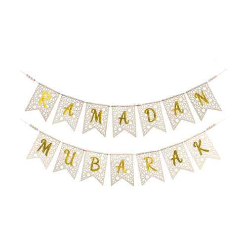 Milageto Holz Ramadan Banner Ramadan Hängende Ornamente Eid Mubarak Dekor für Wohnzimmer im Freien im Freien im Freien Urlaub, Gold von Milageto