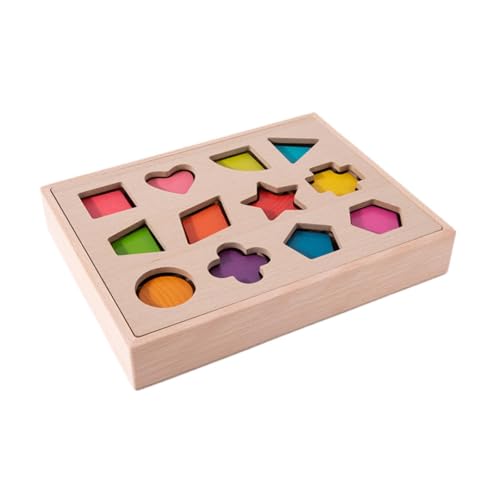 Milageto Holzform Sortierbox Spiel Matching Box, Vorschullernspielzeug Holzform Puzzle Holzform Sortierer für Spielzimmergeschenke, Bunt von Milageto