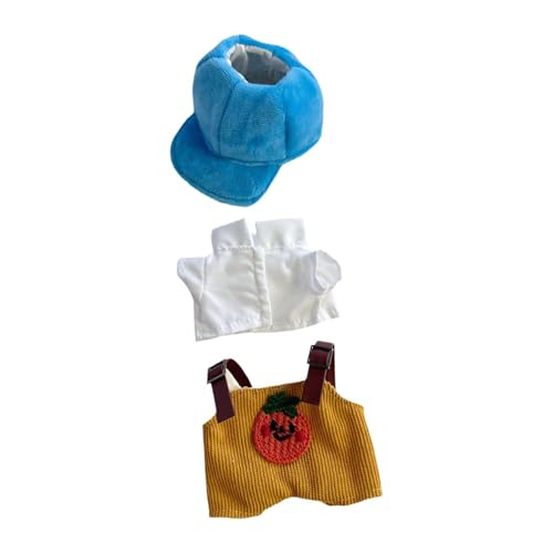 Milageto Oberteil und Hose für Plüschpuppen, Kleidung für Plüschpuppen, pädagogische Mode für kleine Mädchen, zum Anziehen von Puppen von 17 cm bis 15 cm, Obst Und Blauer Hut von Milageto