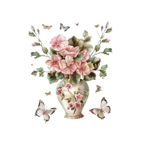 Milageto PVC Wallpaper Blume Vase Schmetterling Wandkleher Aufkleber Abziehbilder Toilette Büro Büro Innenraum Haus Wohnzimmer Party Badezimmer Moderne von Milageto