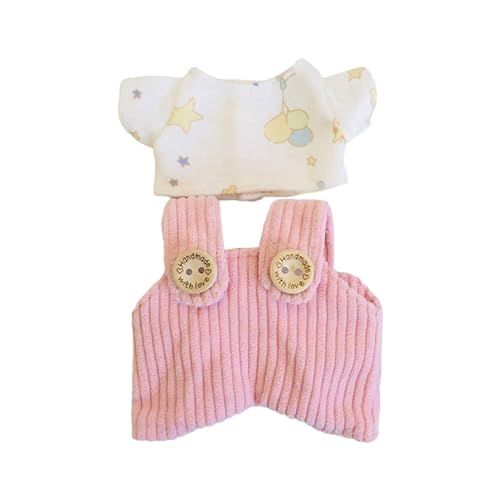 Milageto Puppen Hosenträgerhose Kostüm DIY Outfit, Handgemachte Kleidung für 17cm Puppen Babypuppe, Anziehpuppen für Mädchen, Kindergeschenke, ROSA von Milageto