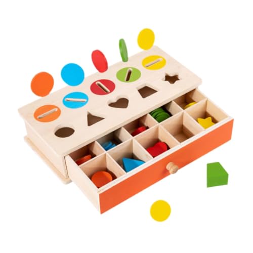 Milageto Sortierbox aus Holz für Farben und Formen, Lernspielzeug für frühes Lernen, sensorisches Spielzeug, geometrische Zuordnungsblöcke für 1–3-Jährige von Milageto