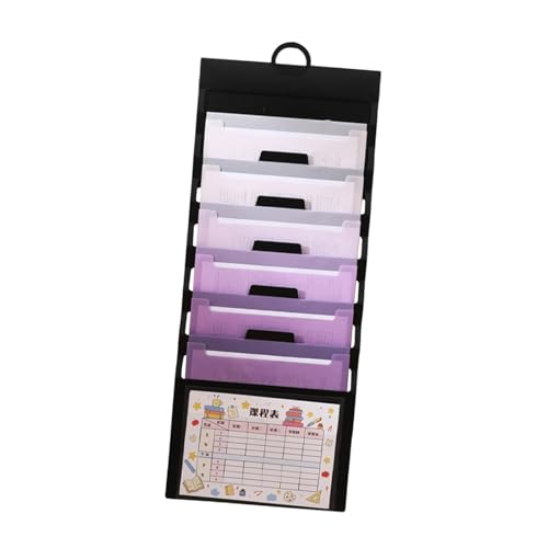 Milageto Wandmontierter Datei-Organizer, Aktenordner mit 6 Taschen, multifunktionaler, robuster, erweiterbarer Dokumentenhalter für Arbeitseffizienz im Büro, Violett von Milageto