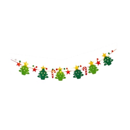 Milageto Weihnachtsanhänger, Weihnachtsbanner, Pompom mit Licht, Weihnachtsschmuck zum Aufhängen, Wimpelkette, Girlande, Flagge für Garten, Außenwand, Weihnachtsbaum in Sternform von Milageto