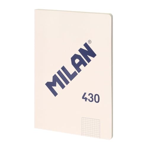 MILAN® A4 geleimtes Notizbuch, kariert 5 x 5 mm, 48 Blatt A4, Papier 95 g/m², Serie 1918, beige von Milan