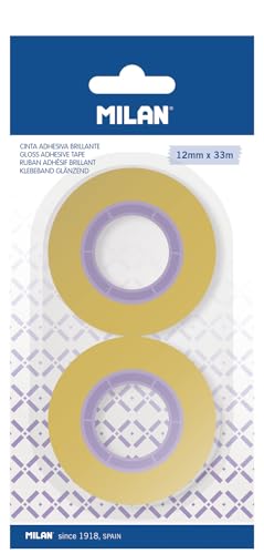 MILAN Blisterpackung mit 2 transparenten gelben Klebebändern, 12 mm x 33 m von Milan