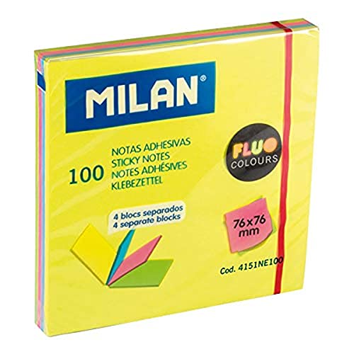 MILAN Block 100 Haftnotizen, 4 Blöcke, 76 x 76 mm von MILAN