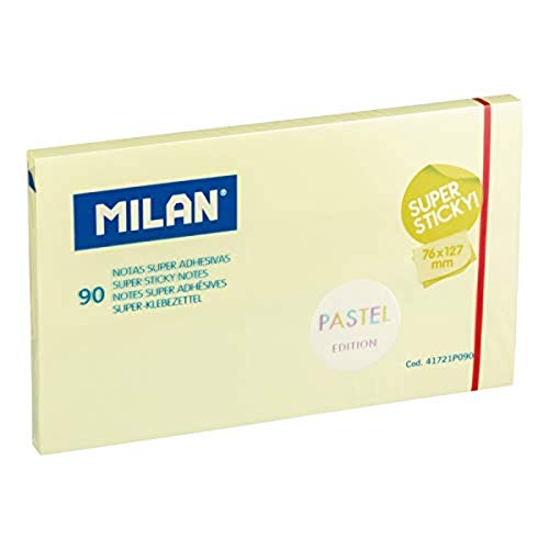 MILAN Block 90 Blatt super selbstklebend gelb Pastel 76 x 127 mm von MILAN