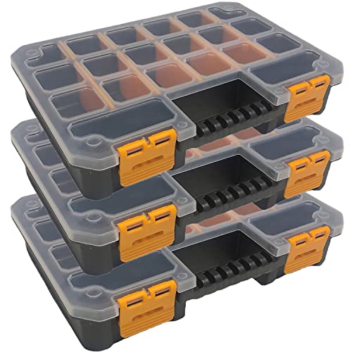 Milanino Organizer Sortierbox stapelbar Sortimentskasten I Kleinteilemagazin I Sortimentskisten I Werkzeugkasten I Schraubenbox (M (3er SET)) von Milanino