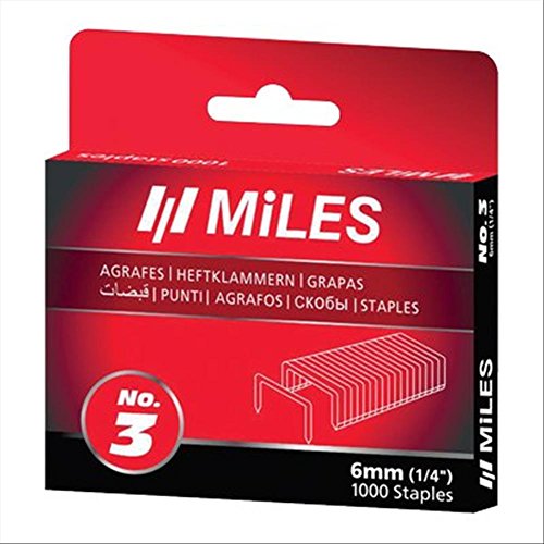 Miles 303347 Heftklammern Nr. 3 x 10 mm, Packung mit 1000 Stück von Miles