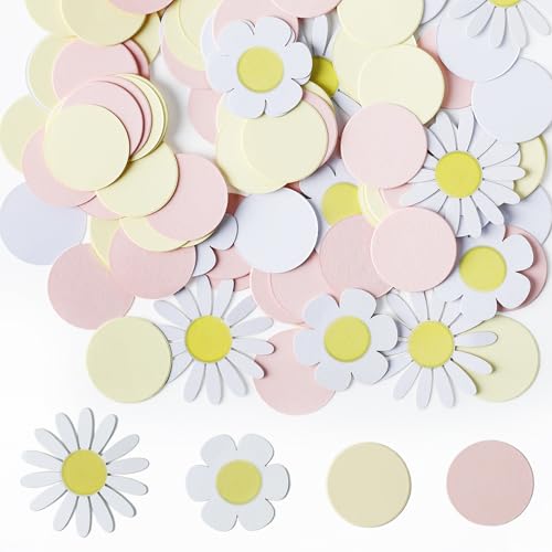 Milifox 100 Stück Gänseblümchen Papier Konfetti - Runde Papier Konfetti Punkte,Baby Shower Konfetti biologisch abbaubar,Tisch Konfetti für Hochzeit Geburtstag Party Dekoration,Sonnenblume Favors von Milifox