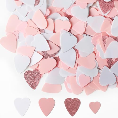 Milifox 60g Herz Konfetti - Herzförmiges Konfetti Papier - Tischstreuung Konfetti für Hochzeit Geburtstag Party Dekoration,Valentinstag,Baby Shower Dekoration,Rose-Gold Rosa-Weißes Herz von Milifox