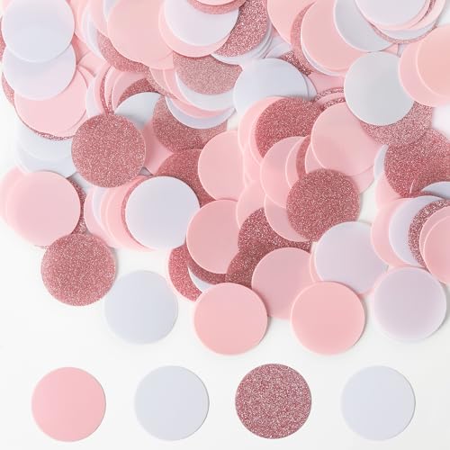 Milifox 60g Seidenpapier Konfetti Kreise - Runde Papier Konfetti - Tabelle Konfetti Punkte für Hochzeit Geburtstag Party Dekoration, Baby-Dusche Dekoration,DIY Handwerk,Rose-Gold Rosa-Weiß Punkte von Milifox