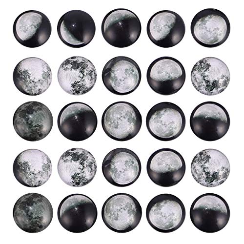 Edelsteine 100 Stück Mosaikglas Cabochons 10Mm Runde DIY Kühlschrank Magnet Mosaikfliesen Mondfinsternis Muster Flatback Perlen für DIY Handwerk Schmuck Machen Schwarz Einmachglas von Milisten