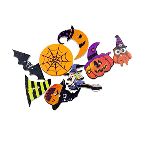 MILISTEN 100St Halloween dekorative Knöpfe halloween basteln halloween dekoration DIY-Knöpfe halloweendeko Stifte gefälschter Knopf weihnachtsdeko Halloween-Dekoration 2 Lochknöpfe Hölzern von Milisten