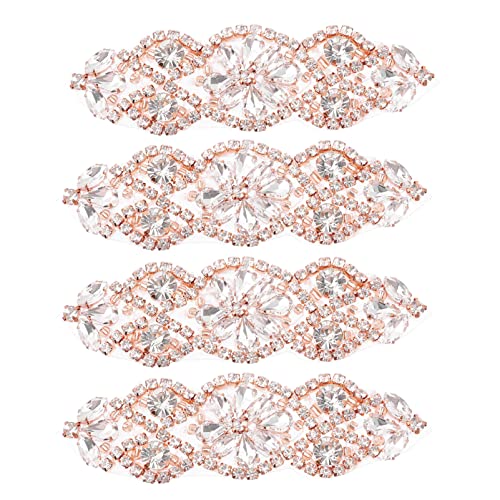 MILISTEN 4 Stück Strassapplikation Kristall Strass Applikationen Patches Hochzeit Strass Gürtel DIY Schärpe Applikation Nähen Kleid Dekoration für Hochzeit Kopfschmuck Dekoration (Roségold) von Milisten