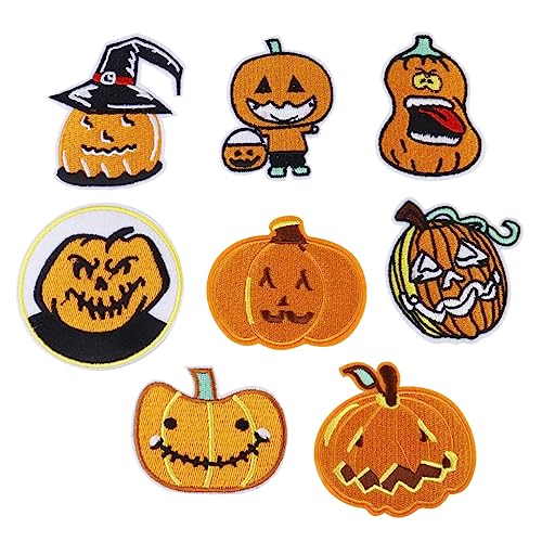 MILISTEN 8 Stk Halloween-Kürbis-Patch-Aufkleber Aufnäher für Jacken bestickt halloween mitgebsel halloween oblaten gestickter Aufnäher mit Kürbis Kürbisflecken Stoff-Polyester-Vliesstoff von Milisten