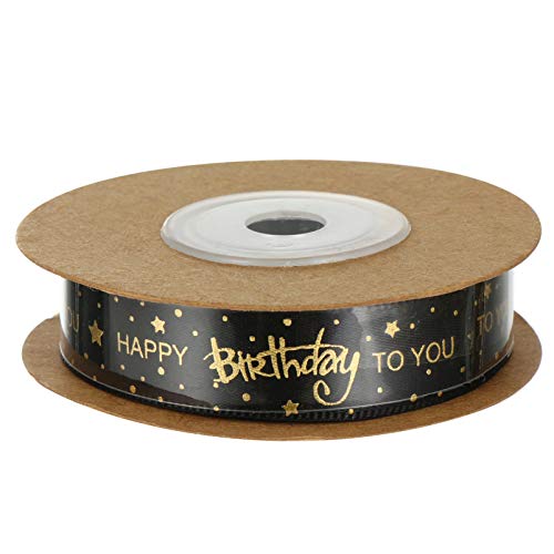 Milisten 9,1 "Happy Birthday" Satinband Polyesterband Dekoband Geschenkband für Party Festival Kunst Handwerk , 1,5 cm, schwarz von Milisten