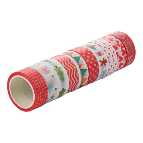 Milisten 10 Rollen Weihnachts-Washi-Tape abdichten Aufkleber Klebeband mit Washi-Punkten Spender Film Tür weihnachtsdeko popular festlich DIY Washi Tape dekoratives Washi-Tape Papier von Milisten