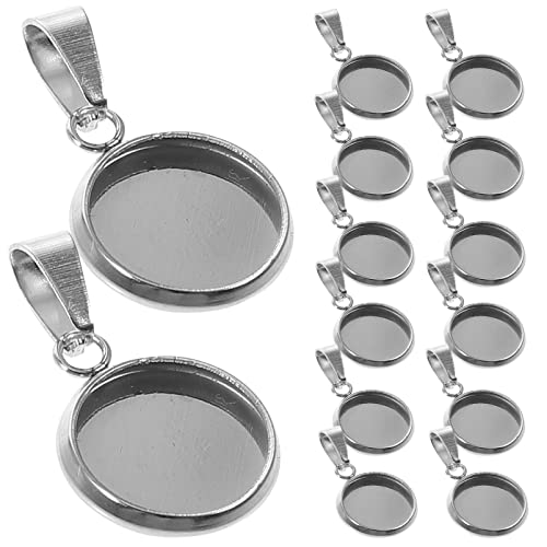 Milisten 20 Stück Anhänger Tablett Set Runde Lünette Rohlinge Anhänger Cabochon Einstellungen für DIY Basteln Foto Schmuck Herstellung Silber 6 mm, edelstahl, silber, 10 mm von Milisten