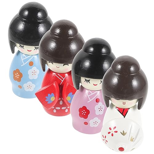 Milisten 4 Stück Japanische Kimono Puppe Dekorative Holzfigur für Schreibtisch Traditionelle Japanische Mädchenstatue für Wohn und Restaurantdekoration Milisten 4 Stück Japanische Kimono Puppe Dekorative Holzfigur für Schreibtisch Traditionelle Japanische Mädchenstatue für Wohn und Restaurantdekoration von Milisten