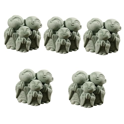 Milisten 5st Ornamente Edelstein Perlen Feng Kunst Statue Räucherstäbchenhalter Figuren Weihrauchhalter Zen Garten Shui Bürotisch Buddha Steinbuddha Stein Maitreya Grüner Sandstein von Milisten