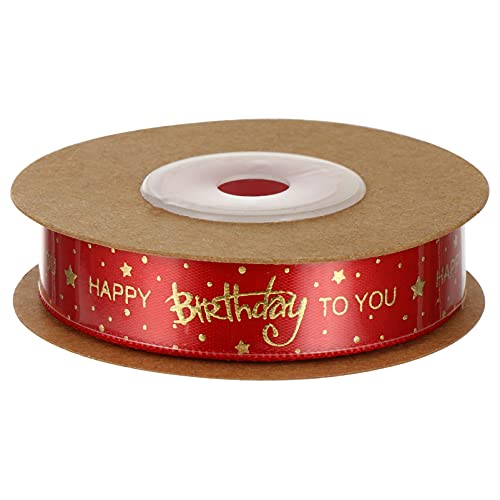 Milisten 9,1 Happy Birthday Satinband Polyesterband Dekoband Geschenkband für Party Festival Kunst Handwerk , 1,5 cm, rot von Milisten