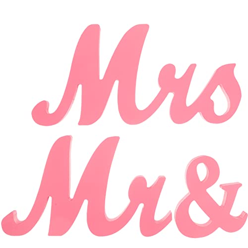 Milisten Mr & Mrs Schild für Hochzeitstisch, große Mr and Miss Holzbuchstaben Schatz Tischdeko für Hochzeit Party Foto Requisite Tischdekoration, Rosa von Milisten