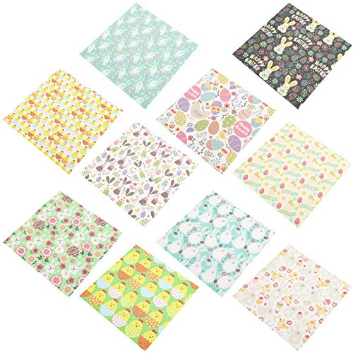 Quadrate Ostern Quilten Patchworkstoffe 10 Ostern Fat Quarters Ostereier Küken Bunny Quilt Stoff Bündel Stoff für Ostern DIY Supplies Stoff Zum Thema Ostern von Milisten