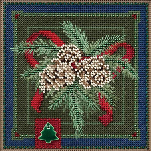 Festive Pine Beaded Counted Cross Stitch Kit Mill Hill Buttons & Beads 2016 Winter Series MH141634 by Mill Hill von Mill Hill