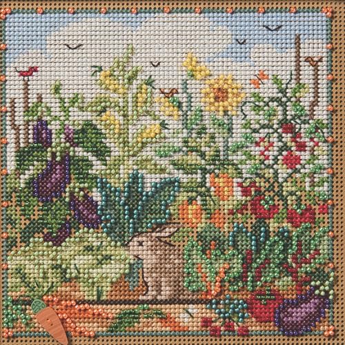 Mill Hill Bunny Garden MH142513 Kreuzstich-Set, Perlen und Knöpfe 2025 Frühlingsserie, 13,3 x 13,3 cm, mehrfarbig von Mill Hill