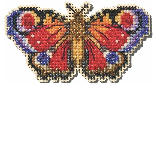 Mill Hill Kreuzstich-Set, Pfauen-Schmetterling, Perlen, Kreuzstich, Ornament, Frühlingsstrauß, MH182512, 8,4 x 4,4 cm, mehrfarbig von Mill Hill