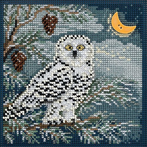 Snowy Owl Buttons & Beads Counted Cross Stitch Kit-5"X5" von Mill Hill