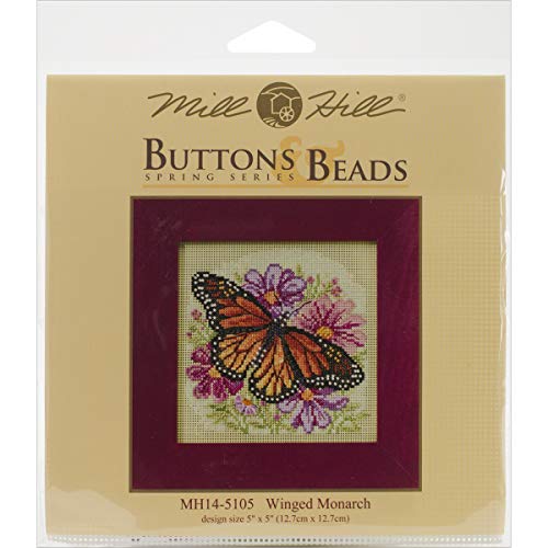 Unbekannt Mill Hill Buttons & Beads Counted Cross Stitch Kit 5"X5"-Winged Monarch Spring ( von Mill Hill