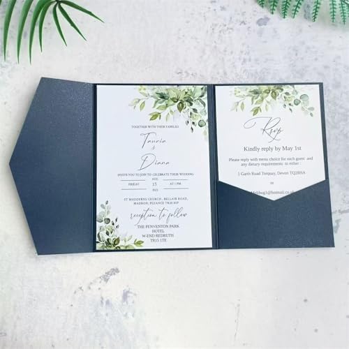 Briefumschläge für Hochzeitseinladungen, dreifach gefaltet, stabil, Marineblau, 20 Sets von MillaSaw