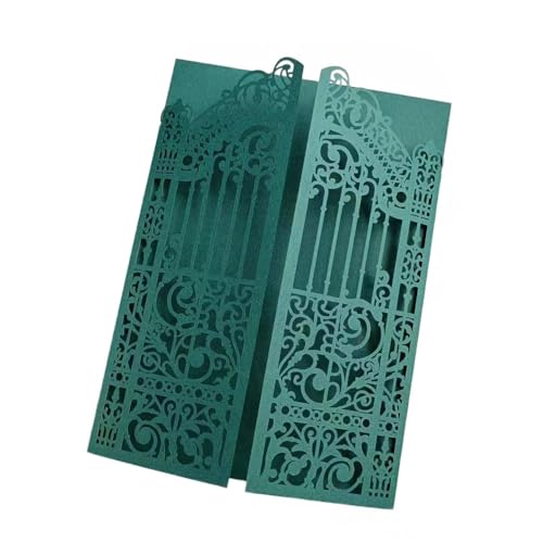 MillaSaw Dunkelgrüne Gatefold lasergeschnittene Einladungskarten zum Selbermachen, Hochzeitseinladungen, 25 Sets (dunkelgrün, 12,4 x 18 cm) von MillaSaw