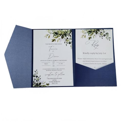 MillaSaw Einladungskarten blau 5 x 7 cm mit Umschlag für Hochzeit Brautdusche Geburtstag Dankeskarte 25 Stück (blau) von MillaSaw