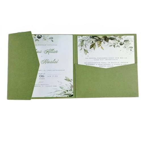 MillaSaw Olivgrün, Hochzeitseinladung, 15 x 15 cm, 25 Stück (olivgrün matt) von MillaSaw