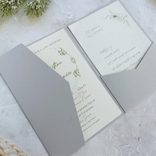 Silberner Einladungskarten-Umschlag für Hochzeit, Geburtstag, 16. Geburtstag, Party, 20 Sets (Silber) von MillaSaw