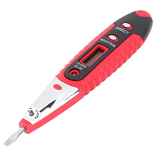 AC-Spannungsprüfstift, AC-2-Teststift, LED-HD-Anzeige AC/DC 12-250 V Erkennung mit Nachtaugenlampe (Rot) von Milltrip