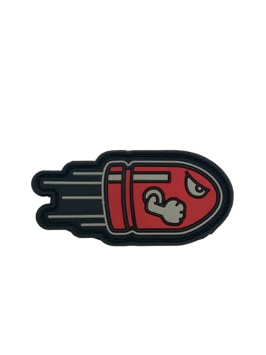 Angry Flying Bullet Tactical Patches [-3D-PVC Rubber - 3.0 x 1.5 ] for Backpacks, Range Bags, Clothes, Hats and More... (Red) von Miltacusa