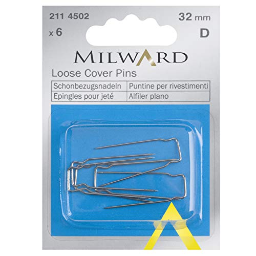 MILWARD Näh-/Polsternadeln, lose Abdeckung, silber, 32 mm, 6 Stück von Milward