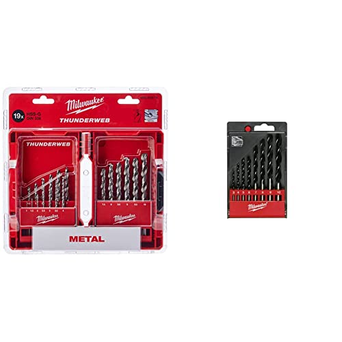 Milwaukee 4932352474 Set 19 Stück 1-10mm & 4002395371259 Holzbohrer (8 Teile) 4932352466 von Milwaukee