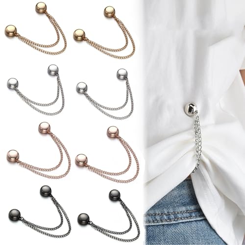 MimanKu Multifunktionale magnetische Kleider-Clips, magnetische Hemdklammern für Damenbekleidung, T-Shirt-Kürzung, Magnetverschluss für Cinch-T-Shirt-Säume, Kragen, Hosensäume (8 Stück) von MimanKu