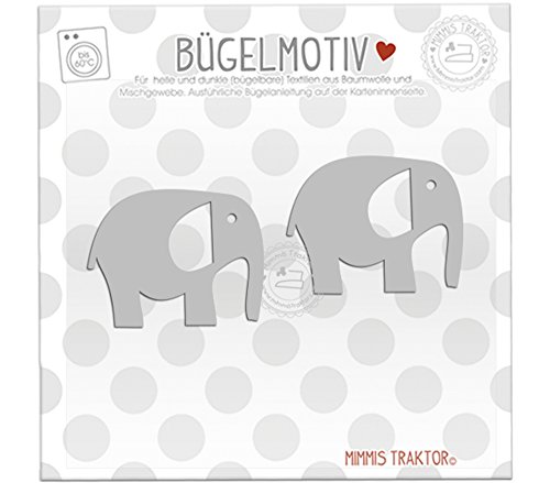 Bügelbild 2 Stk. Reflektor Elefanten 5,5 cm SILBER Aufbügler Applikationen Bügelsticker für Stoffe Textilien Kinder zum Aufbügeln Flicken von Mimmis Traktor