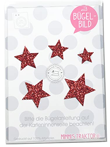 Bügelbild 5 GLITZER Sterne 4 cm bis 2 cm, 40 mm bis 20 mm Aufbügler Applikationen Bügelsticker für Stoffe Textilien Kinder zum Aufbügeln Flicken, Farbe:Glitzer bronze/braun von Mimmis Traktor