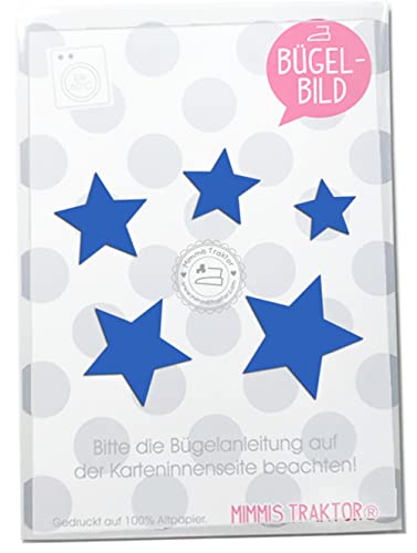 Bügelbild 5 Sterne 4 cm bis 2 cm Flockfolie kleine Aufbügler Applikationen Bügelsticker für Stoffe Textilien Kinder zum Aufbügeln Flicken, Farbe:blau von Mimmis Traktor