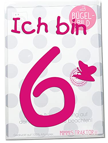 Bügelbild Ich bin ... + Schmetterling PINK Flockfolie Aufbügler Applikationen Bügelsticker für Stoffe Textilien Kinder zum Aufbügeln Flicken, Farbe:6 von Mimmis Traktor